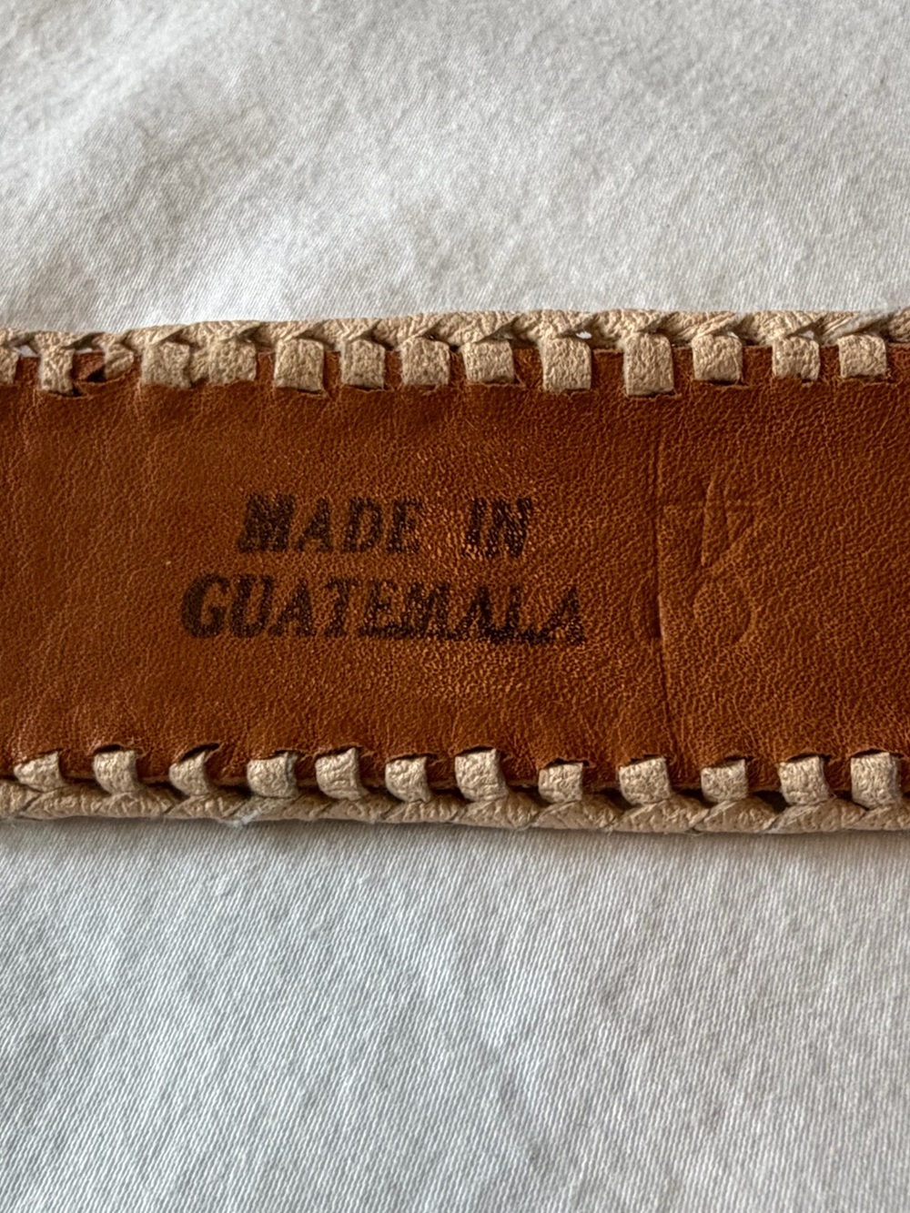 Vintage Southwest Guatemala Tooled Leather Belt Colorful Handmade Size 36 Boho - Picture 8 of 10